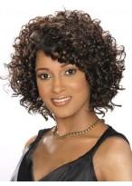 Delicate Medium Curly African American Lace Wigs for Women 10 Inch 