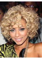 Popurlar Short Curly Blonde African American Lace Wigs 