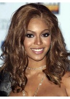 Graceful Medium Wavy Brown African American Lace Wigs 