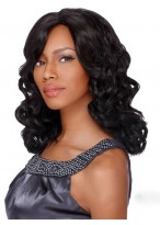 Hand Tied Medium Wavy Side Bang African American Lace Wigs for Women 