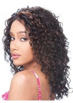 Fabulous Medium Curly No Bang African American Lace Wigs for Women 16 Inch 