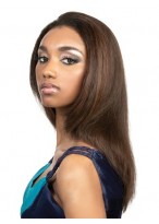 Super Smooth Long Straight No Bang African American Lace Wigs for Women 18 Inch 