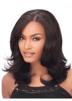 Pretty Medium Wavy African American Lace Wigs for Women 14 Inch 