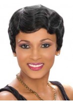 Discount Short Wavy Black African American Lace Wigs 