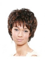 Faddish Short Wavy Full Bang African American Wigs for Women 6 Inch 