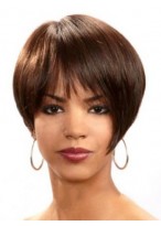 Stylish Short Straight Full Bang African American Wigs for Women 