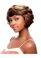 Fashionable Short Wavy Full Bang African American Wigs for Women 