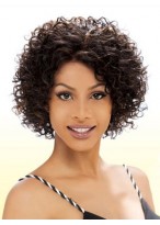 Cheap Short Curly Brown African American Lace Wigs for Women 8 Inch 