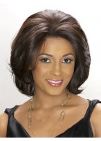 Fashionable Short Straight Sepia African American Lace Wigs 