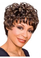 Grand Short Wavy Brown African American Wigs 
