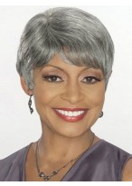 Fancy Short Wavy Gray African American Wigs 