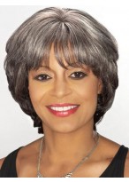 Natural Short Wavy Gray African American Wigs 