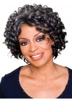 Dainty Short Curly Gray African American Lace Wigs 