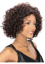 Quality Wigs Short Curly Brown African American Lace Wigs 