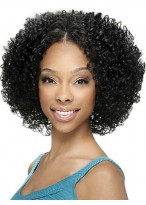Inexpensive Curly Black No Bang African American Lace Wigs for Women 