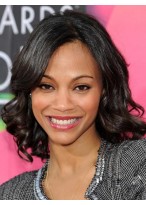 Multi-function Medium Wavy Black African American Lace Wigs for Women 14 Inch 