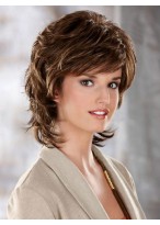 Collar Length Synthetic Wig With Flicked Out Ends 