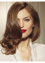 Shining Medium Soft Wavy Top Quality High Heated Fiber Hair Wig for Woman about 14 Inch 
