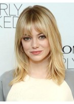 Emma Stone 100% Remy Human Hair Wavy Wig 
