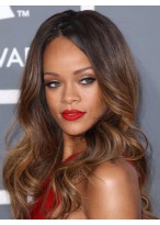 Rihanna Dip Dye Hairstyle Long Wavy Glueless Lace Wig 