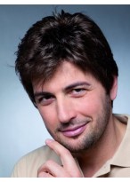 Human Hair Mono Wavy Mens Wig 