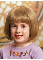Short Bob With Full Bangs Girl's Wigs 