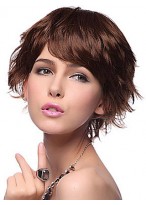 Short Wavy Brown Synthetic Wig 