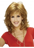 Medium Length Layered Shag Wavy Wig 