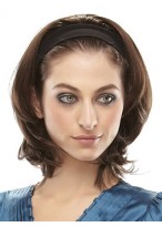Mid-Length 3/4 Wig With Soft Black Attached Headband 
