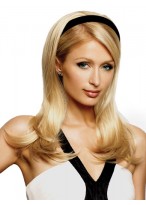 Long Sleek Layers Synthetic Half Wig With Headband 