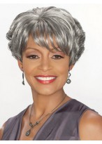 Short Wavy Synthetic Grey Wig 