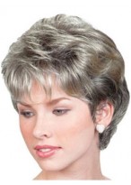 Short Wavy Lace Front Grey Wig 