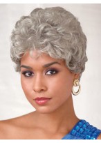 Short Wavy Style Capless Grey Wig 