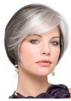 Short Synthetic Lace Front Grey Wig 