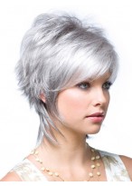 Layered Synthetic Lace Front Grey Wig 