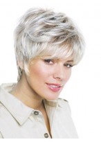 Lovely Short Layered Lace Front Grey Wig 