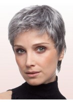 Layered Boy Cut Lace Front Grey Wig 