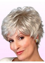 Shaggy Wavy Lady Synthetic Capless Grey Wig 