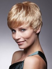 Human Hair Flattering Cropped Pixie Wig