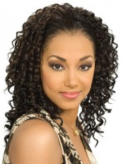 16" Curly Synthetic African American 3/4 Wig