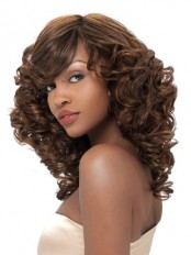 Sparkling Medium Wavy African American Lace Wigs