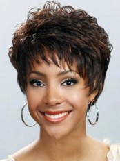 New Impressive Short Curly Brown Side Bang African American Lace Wigs for Women
