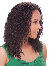 Hot Medium Curly No Bang African American Lace Wigs for Women