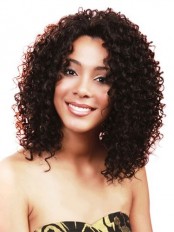Popurlar Medium Curly African American Lace Wigs for Women 12 Inch