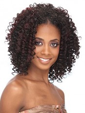 Trendy Medium Curly No Bang African American Lace Wigs for Women 12 Inch