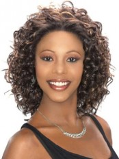 Elegant Medium Curly African American Lace Wigs for Women 12 Inch