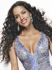 Chic Long Curly Sepia African American Lace Wigs