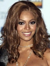 Graceful Medium Wavy Brown African American Lace Wigs