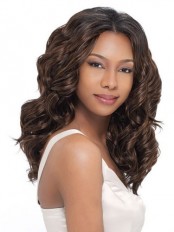 Simple Long Wavy No Bang African American Lace Wigs for Women