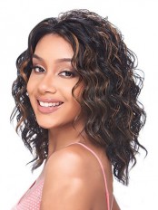 Elegant Medium Curly African American Lace Wigs for Women 12 Inch